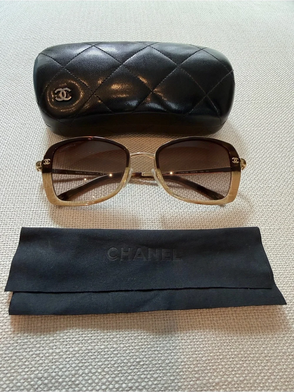 CHANEL Brown Gradient Lenses with Gold Frame Sunglasses